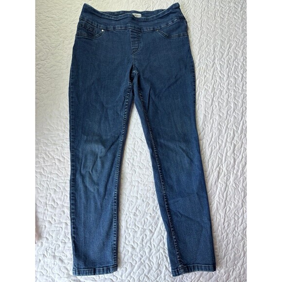 Peck & Peck Blue Wide Elastic Waistband Ankle Jeggings Jeans size 10 petite - Picture 1 of 5